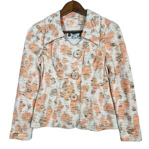 Vintage 70s Savoy Fashion Jacket MidMod Floral Snap Front Wide Collar Kowloon XS